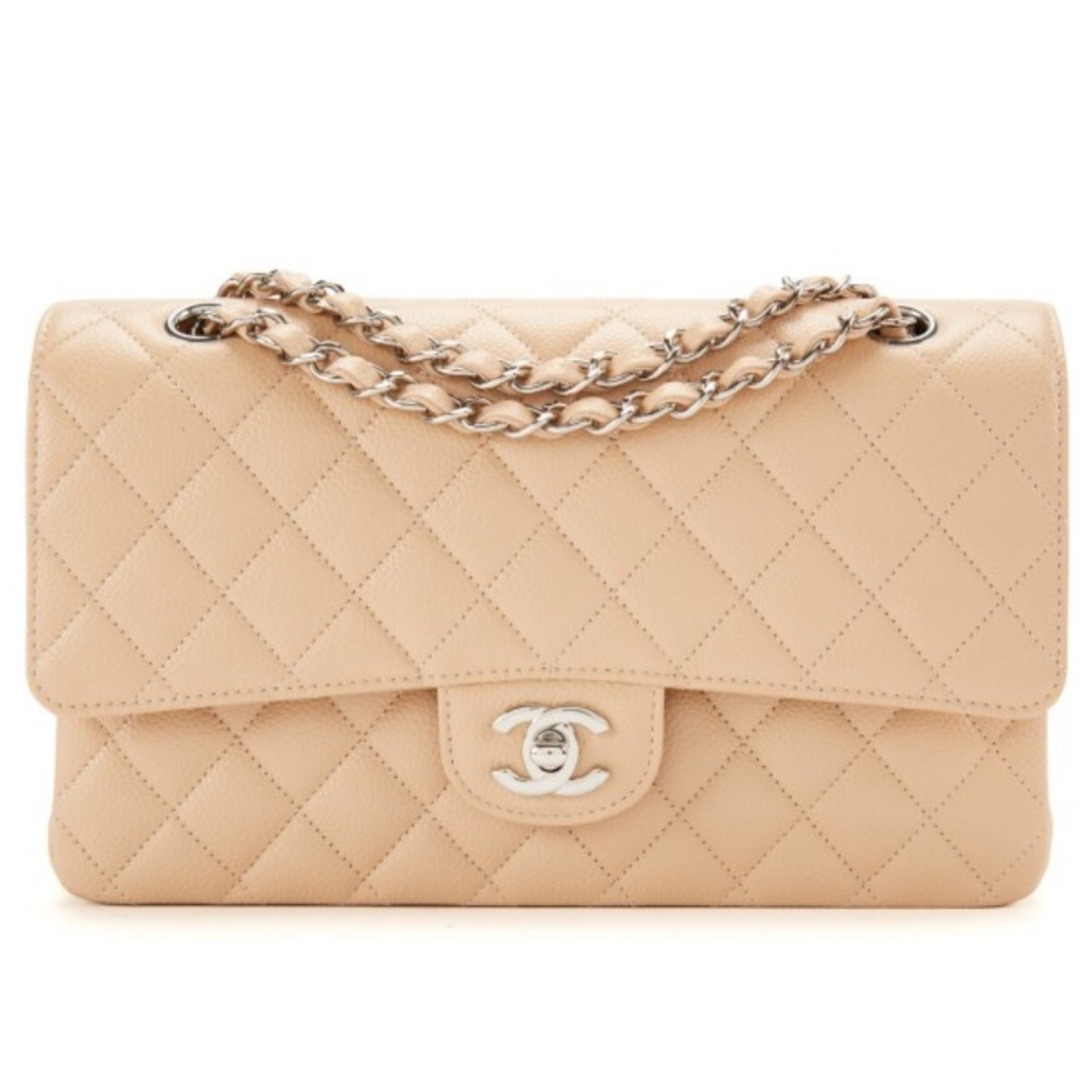 💯 AUTHENTIC CHANEL CAVIAR DOUBLE FLAP BEIGE CLAIR